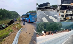 Tin tức tai nạn giao thông mới nhất ngày 3/11: Lật xe đầu kéo, văng bánh trên cao tốc Nội Bài – Lào Cai