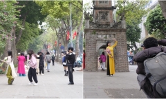 Giới trẻ nô nức diện áo dài chụp ảnh đón xuân, thợ ảnh thu nhập hơn 5 triệu/ngày