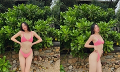 Hoa hậu Lương Thùy Linh mặc bikini khoe eo thon dáng chuẩn, đôi chân 1,22m chiếm trọn 