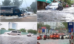 Đà Nẵng mưa trắng trời, nhiều tuyến đường ngập thành sông, giao thông tê liệt 