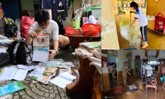 Đồng Nai: Người dân Biên Hòa tất bật dọn nhà, trường học sau khi nước sông Buông rút