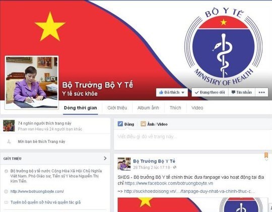 Facebook Bộ trưởng Bộ Y tế có hơn 100.000 lượt Like sau 3 ngày