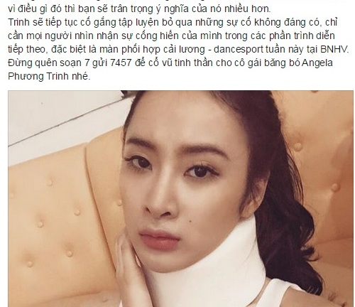 Angela Phương Trinh bị chấn thương cổ khi luyện tập