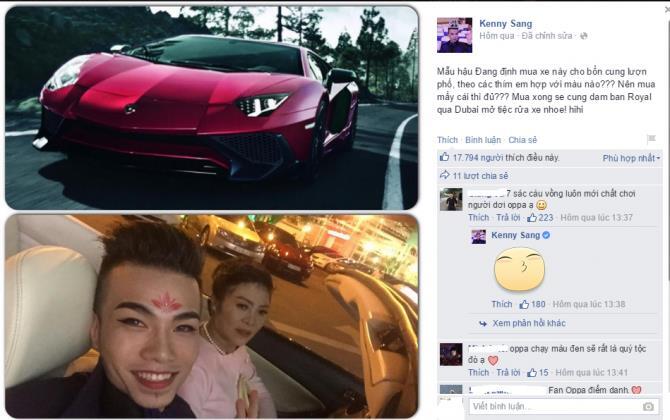 Kenny Sang chuẩn bị mua siêu xe Lamborghini?