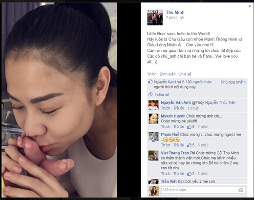 Thu Minh hạnh phúc khoe hình ảnh đầu tiên của con trai