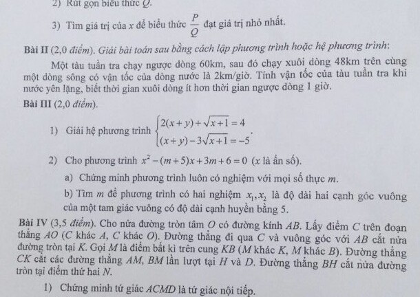 Đáp án đề thi vào lớp 10 môn Toán khu vực Hà Nội năm 2015