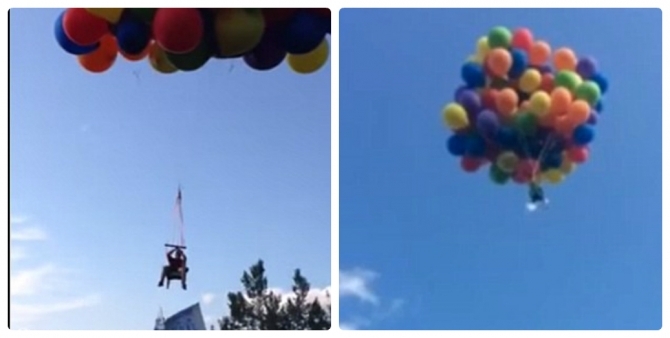 Clip bay lên trời như phim hoạt hình nhờ hơn 100 quả bóng bay 