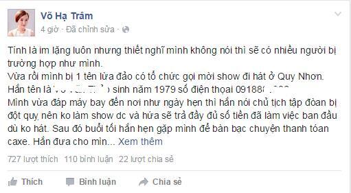 Nữ ca sĩ tố bầu sô quỵt cát xê và suýt bị cưỡng bức