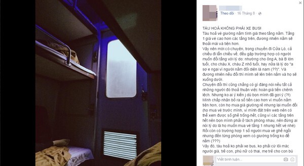 Tranh cãi chuyện cô gái không đổi giường nằm trên tàu cho 