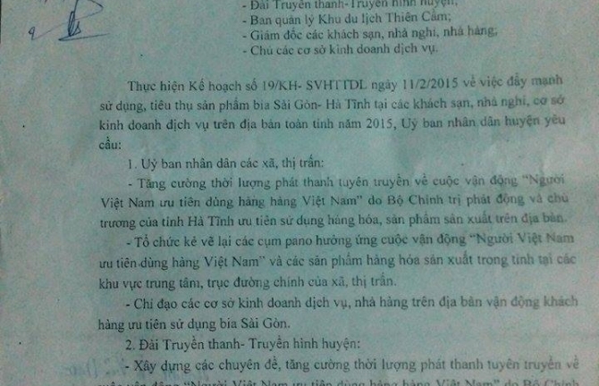 Hà Tĩnh “dậy sóng” cam kết “lạ” sử dụng bia Sài Gòn
