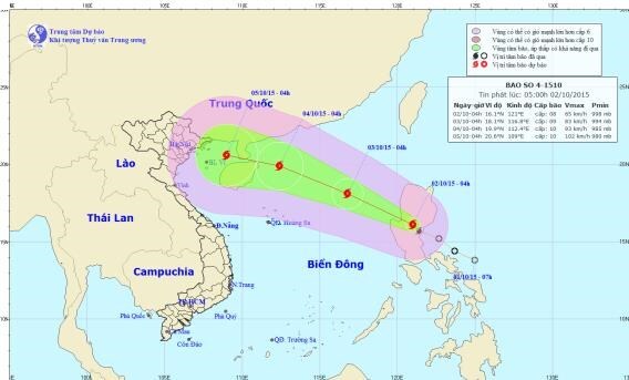 Tin bão số 4 mới nhất tối 2/10: Có khả năng mạnh thêm, giật cấp 11