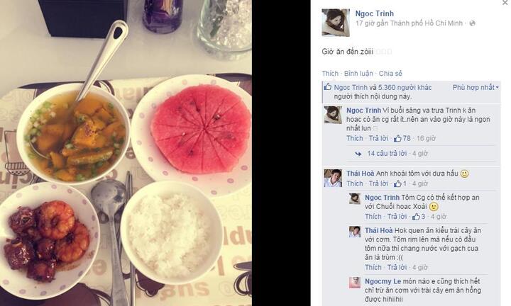 Những bữa cơm đạm bạc tới mức khó tin của Ngọc Trinh