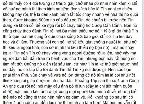 Xôn xao chuyện nam thanh niên bị dàn cảnh cướp trong đêm khuya ở Sài Gòn