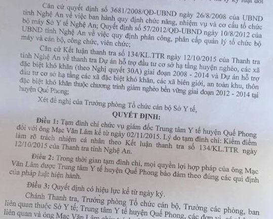 Đình chỉ giám đốc Trung tâm y tế huyện làm thất thoát hơn 4 tỷ đồng
