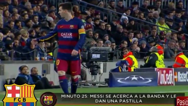 Messi bị bắt gặp uống thuốc khi đang thi đấu trên sân