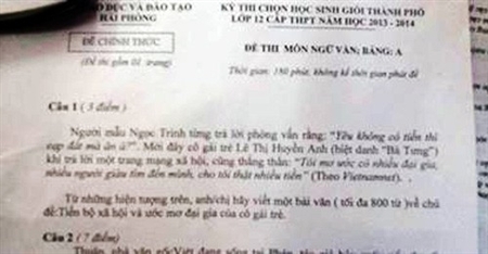 Đề Văn HS giỏi có Bà Tưng, Ngọc Trinh: Sở Giáo dục nói gì?