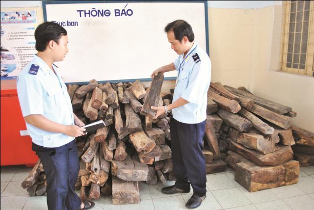 Bắt giữ xe biển số Lào vận chuyển gỗ trắc trái phép