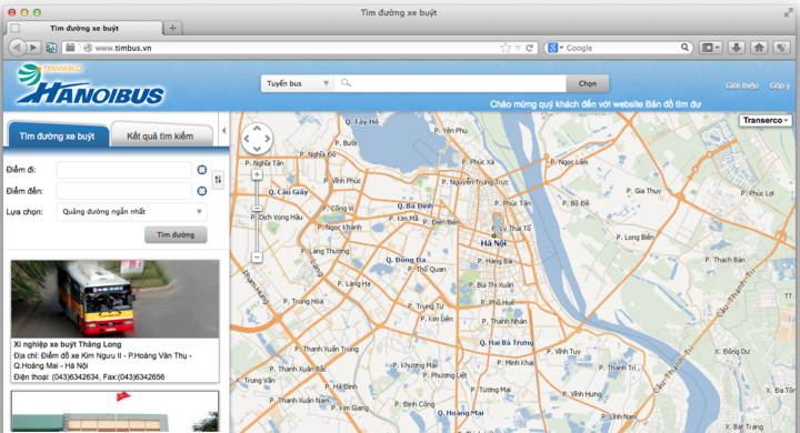 Transerco Hà Nội ra mắt website tìm đường xe buýt
