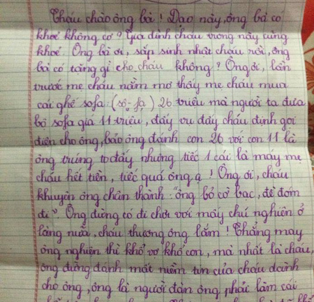 Bức thư cháu khuyên ông bỏ “cờ bạc, đề đóm” siêu hài hước