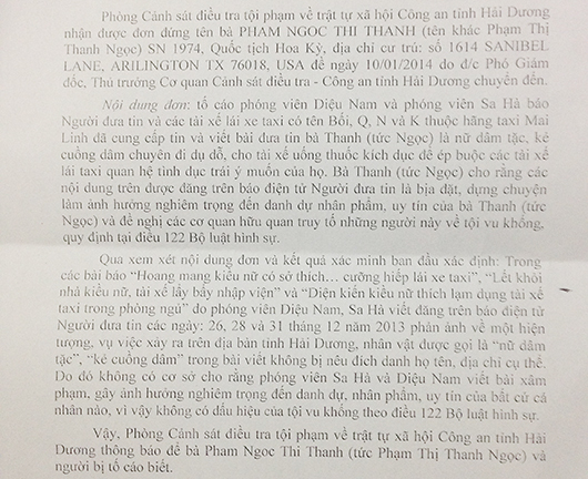 Vụ kiều nữ Hải Dương: Cơ quan điều tra trả lời