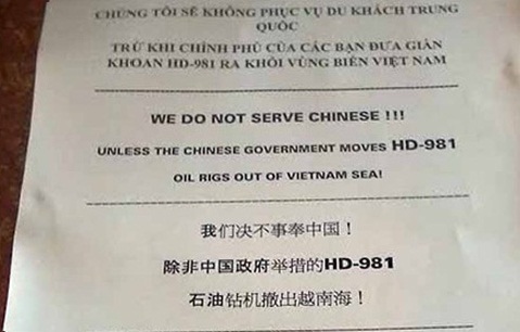 Nha Trang: Khách sạn thông báo “Không phục vụ khách TQ”
