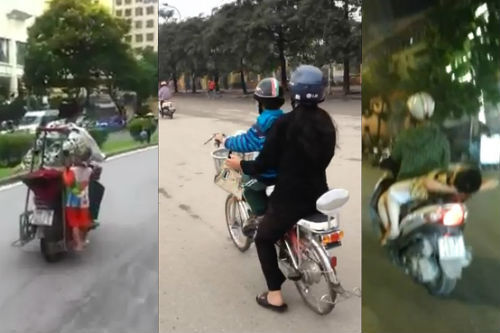 Clip: Cảnh báo những pha đèo trẻ em cực kì nguy hiểm 