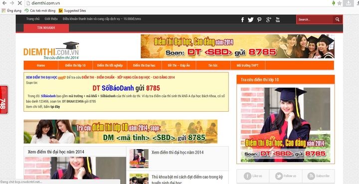  Tra cứu điểm thi đại học 2014 