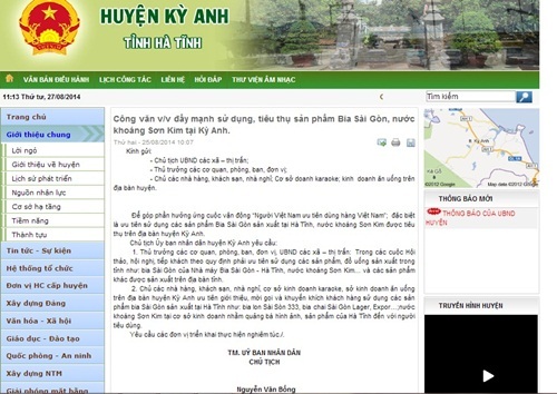 Công văn yêu cầu sử dụng bia Sài Gòn: Lãnh đạo huyện lên tiếng