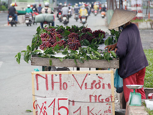 Nho “lạ” giá 30.000 đồng/kg bán ngập thị trường