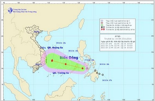 Đêm nay, áp thấp nhiệt đới đi vào biển Đông