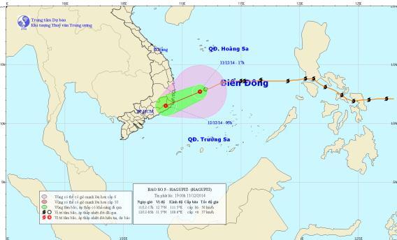 Bão số 5 đã suy yếu thành áp thấp nhiệt đới