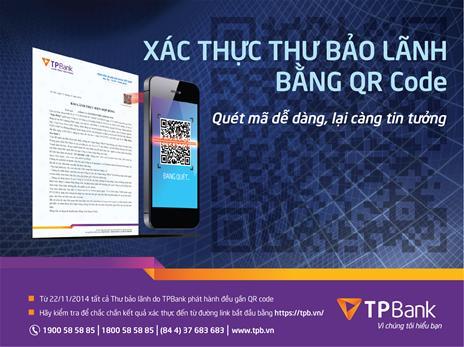 TPBank cung cấp tiện ích xác thực thư bảo lãnh bằng QR code