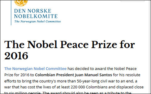 Vì sao Tổng thống Colombia đoạt giải Nobel Hòa bình 2016?