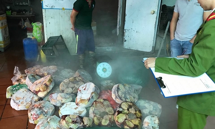 Tiêu hủy 1 tấn nội tạng mốc xanh tại Hà Nội