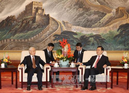 Tổng Bí thư Nguyễn Phú Trọng hội kiến Chủ tịch Quốc hội Trung Quốc