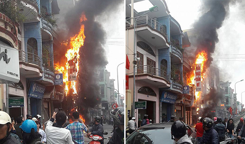 Thẩm mỹ viện bốc cháy như đuốc, nhiều người hoảng loạn tháo chạy