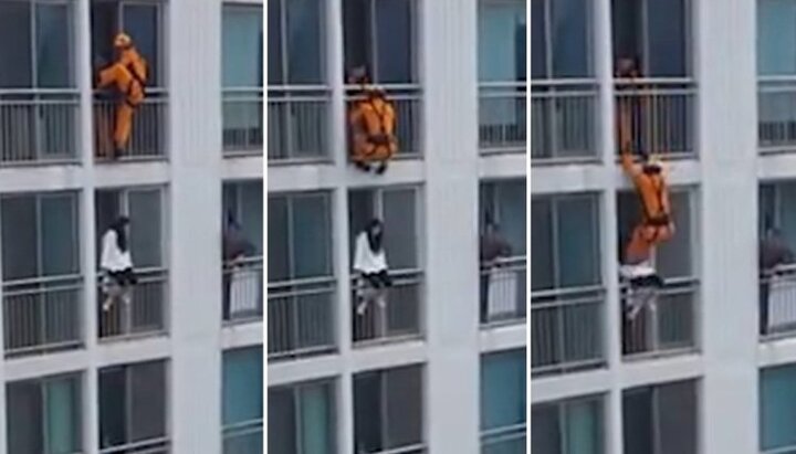 Thót tim giây phút lính cứu hỏa cứu cô gái định tự tử