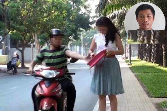 Bắt kẻ cướp túi xách của cô gái trẻ, lấy điện thoại