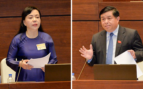 Hai Bộ trưởng Y tế và Kế hoạch - Đầu tư đăng đàn trả lời chất vấn