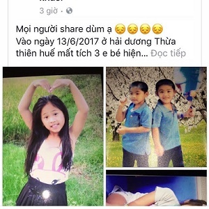 Tìm được ba trẻ nhỏ mất tích nhờ mạng xã hội Facebook
