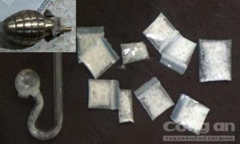 Tạm giữ 5 nam nữ mang lựu đạn vào nhà nghỉ sử dụng ma túy