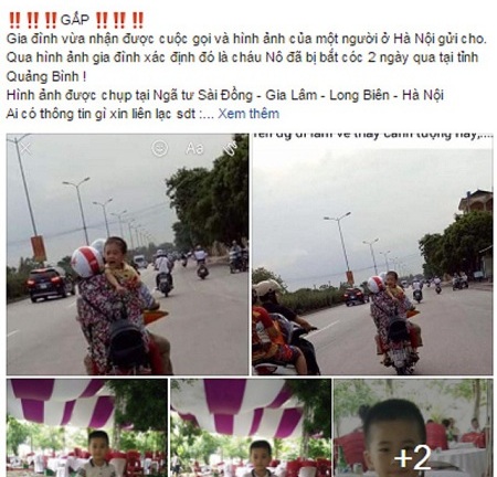 Sự thật thông tin bé trai 6 tuổi mất tích ở Quảng Bình xuất hiện ở Hà Nội