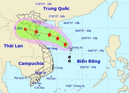 Bão cấp 10 hướng vào Nam Định - Hà Tĩnh