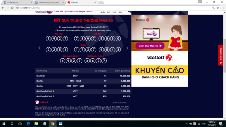 Kết quả xổ số điện toán Vietlott ngày 28/7: 14 người trúng giải nhất