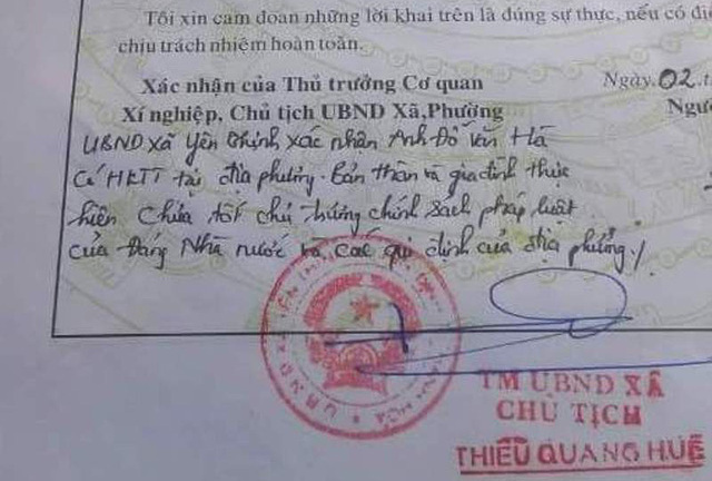 Nam sinh bị trường trả hồ sơ nhập học do Chủ tịch xã phê