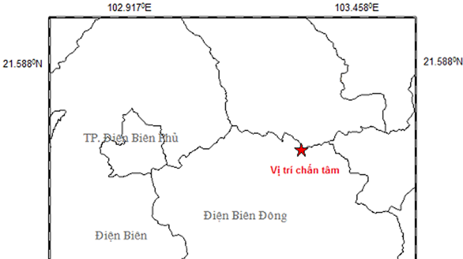 Điện Biên động đất lần thứ 4, cường độ 3,9 độ Richter