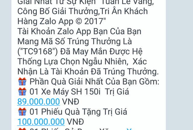 Cảnh giác: Báo trúng thưởng SH, iPhone