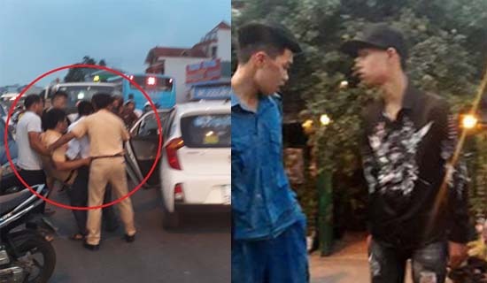 Người điều khiển xe máy đâm gãy chân CSGT được bố đưa ra đầu thú