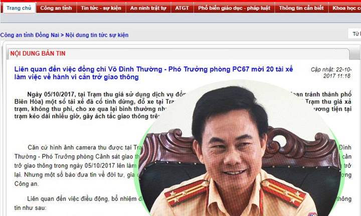 Công an Đồng Nai thông tin việc bổ nhiệm Thượng tá Võ Đình Thường