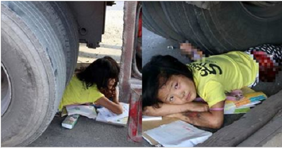 Bị xe tải 40 tấn chèn qua người, bé gái 11 tuổi vẫn bình tĩnh không kêu la